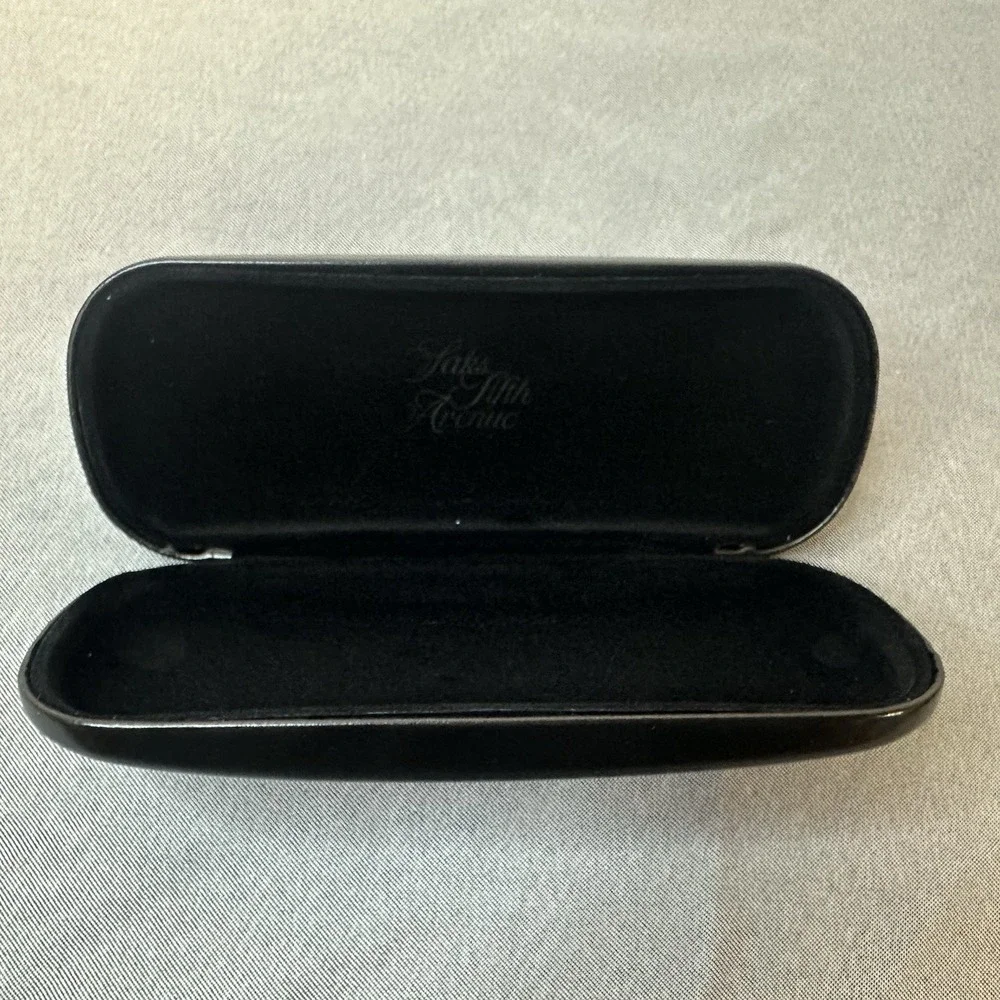 Saks Fifth Avenue Black Hard Shell‎ Case Eye Glasses Case NEW Authentic
